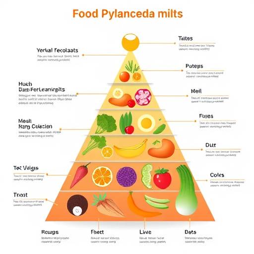 A food pyramid illustrating the different food groups in a balanced diet