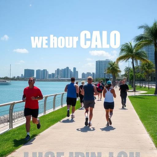 People jogging along the Bayfront Park waterfront path