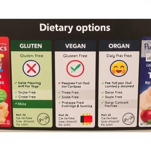 Various dietary options, including gluten-free, vegan, and dairy-free products